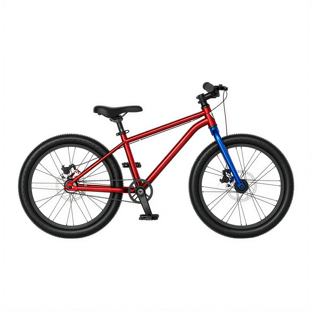 VOLTUS 20-Inch Kids Mountain Bike with Wide Tyres, Disc Brake and Adjustable Seat - Red