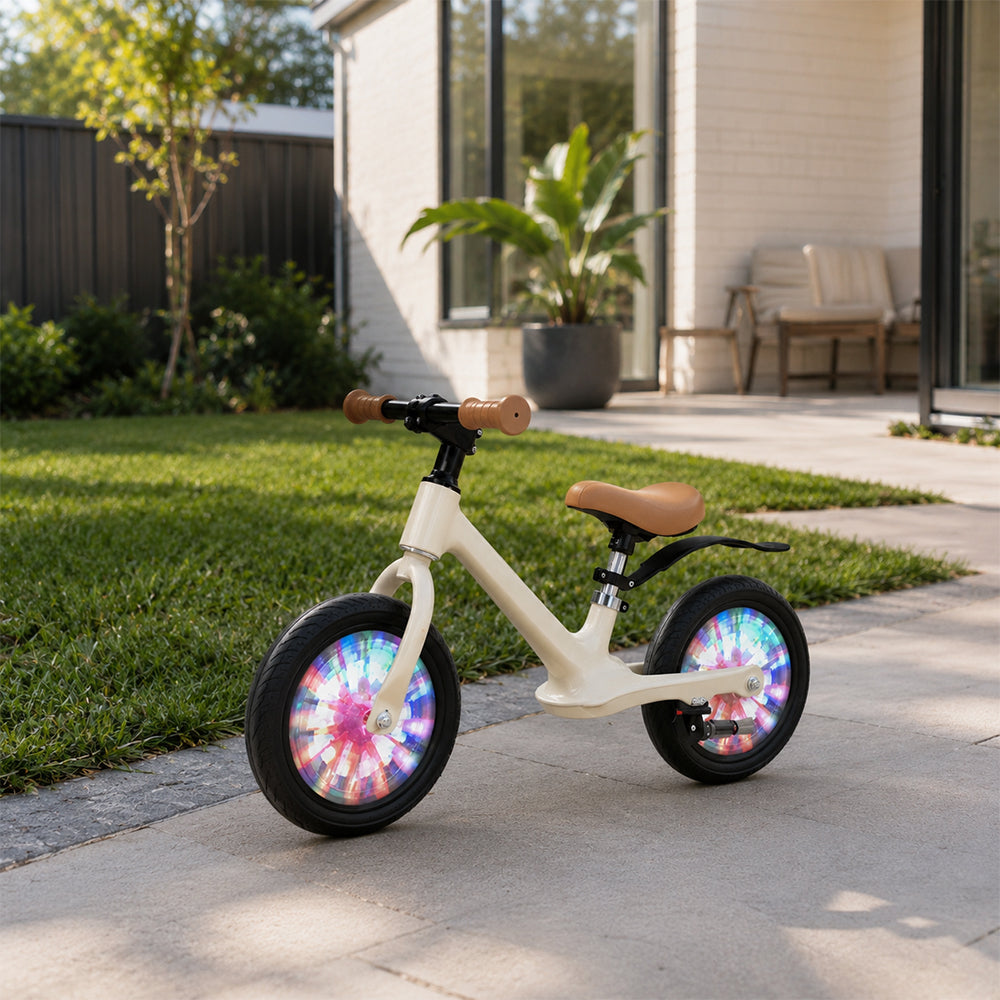 VOLTUS 12 Inch Kids Balance Bike with Magnesium Alloy Frame, Wide Tyres and Adjustable Seat for Toddlers - Coconut White