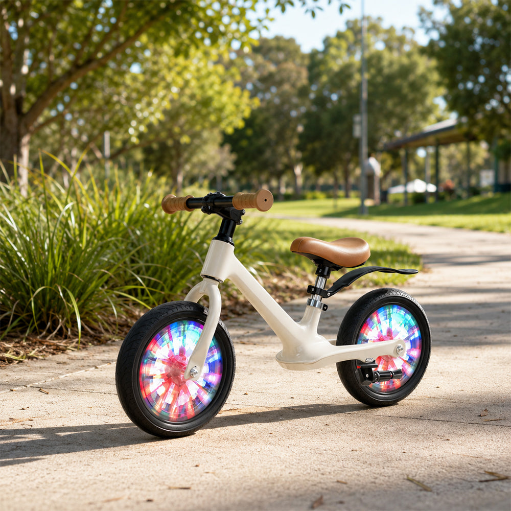 VOLTUS 12 Inch Kids Balance Bike with Magnesium Alloy Frame, Wide Tyres and Adjustable Seat for Toddlers - Coconut White