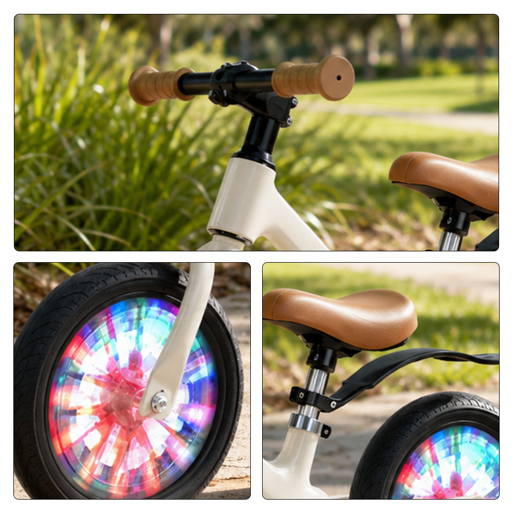 VOLTUS 12 Inch Kids Balance Bike with Magnesium Alloy Frame, Wide Tyres and Adjustable Seat for Toddlers - Coconut White