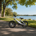 VOLTUS 12/18 Inch Kids Mountain Bike with Magnesium Alloy Frame, Dual Disc Brake, Suspension Fork and Integrated Wheels - Tech Silver