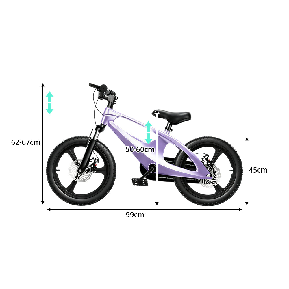 VOLTUS 12/18 Inch Kids Mountain Bike with Magnesium Alloy Frame, Dual Disc Brake, Suspension Fork and Integrated Wheels - Purple
