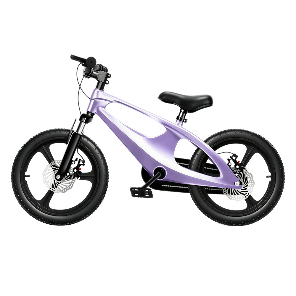 VOLTUS 12/18 Inch Kids Mountain Bike with Magnesium Alloy Frame, Dual Disc Brake, Suspension Fork and Integrated Wheels - Purple