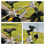 VOLTUS 14 Inch Kids Mountain Bike with Dual Disc Brake, Suspension Fork and Integrated Wheels for Outdoor Riding - Tech Silver