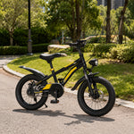 VOLTUS 14 Inch Kids Mountain Bike with Dual Disc Brake, Suspension Fork and Integrated Wheels for Outdoor Riding - Black