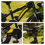 VOLTUS 14 Inch Kids Mountain Bike with Dual Disc Brake, Suspension Fork and Integrated Wheels for Outdoor Riding - Black