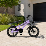 VOLTUS 14 Inch Kids Mountain Bike with Dual Disc Brake, Suspension Fork and Integrated Wheels for Outdoor Riding - Purple