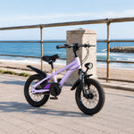 VOLTUS 14 Inch Kids Mountain Bike with Dual Disc Brake, Suspension Fork and Integrated Wheels for Outdoor Riding - Purple