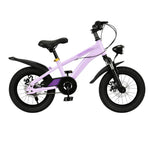 VOLTUS 14 Inch Kids Mountain Bike with Dual Disc Brake, Suspension Fork and Integrated Wheels for Outdoor Riding - Purple