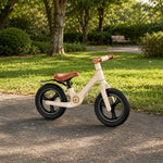 VOLTUS 12 Inch Kids Balance Bike with Nylon Frame, Lightweight Design and Adjustable Saddle for Early Riding Training - Milk Coffee White