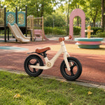 VOLTUS 12 Inch Kids Balance Bike with Nylon Frame, Lightweight Design and Adjustable Saddle for Early Riding Training - Milk Coffee White