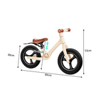 VOLTUS 12 Inch Kids Balance Bike with Nylon Frame, Lightweight Design and Adjustable Saddle for Early Riding Training - Milk Coffee White