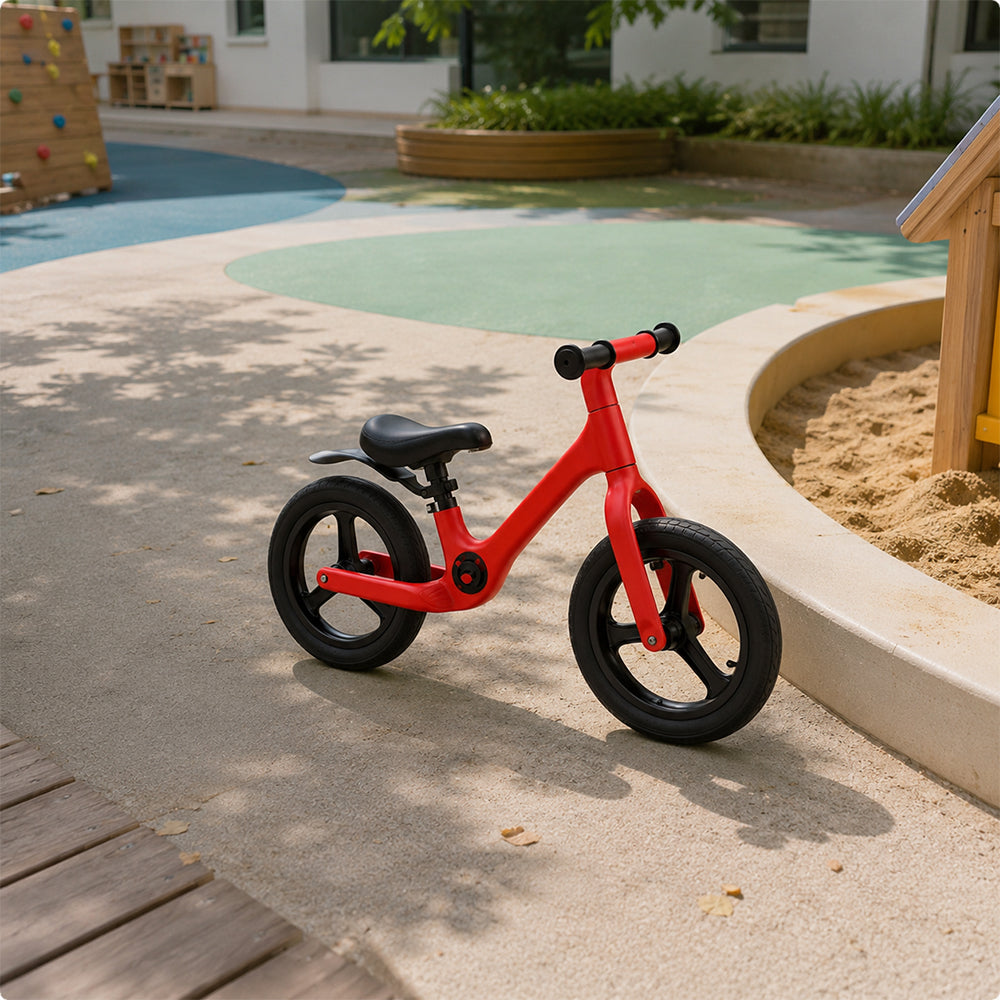 VOLTUS 12 Inch Kids Balance Bike with Nylon Frame, Lightweight Design and Adjustable Saddle for Early Riding Training - Red