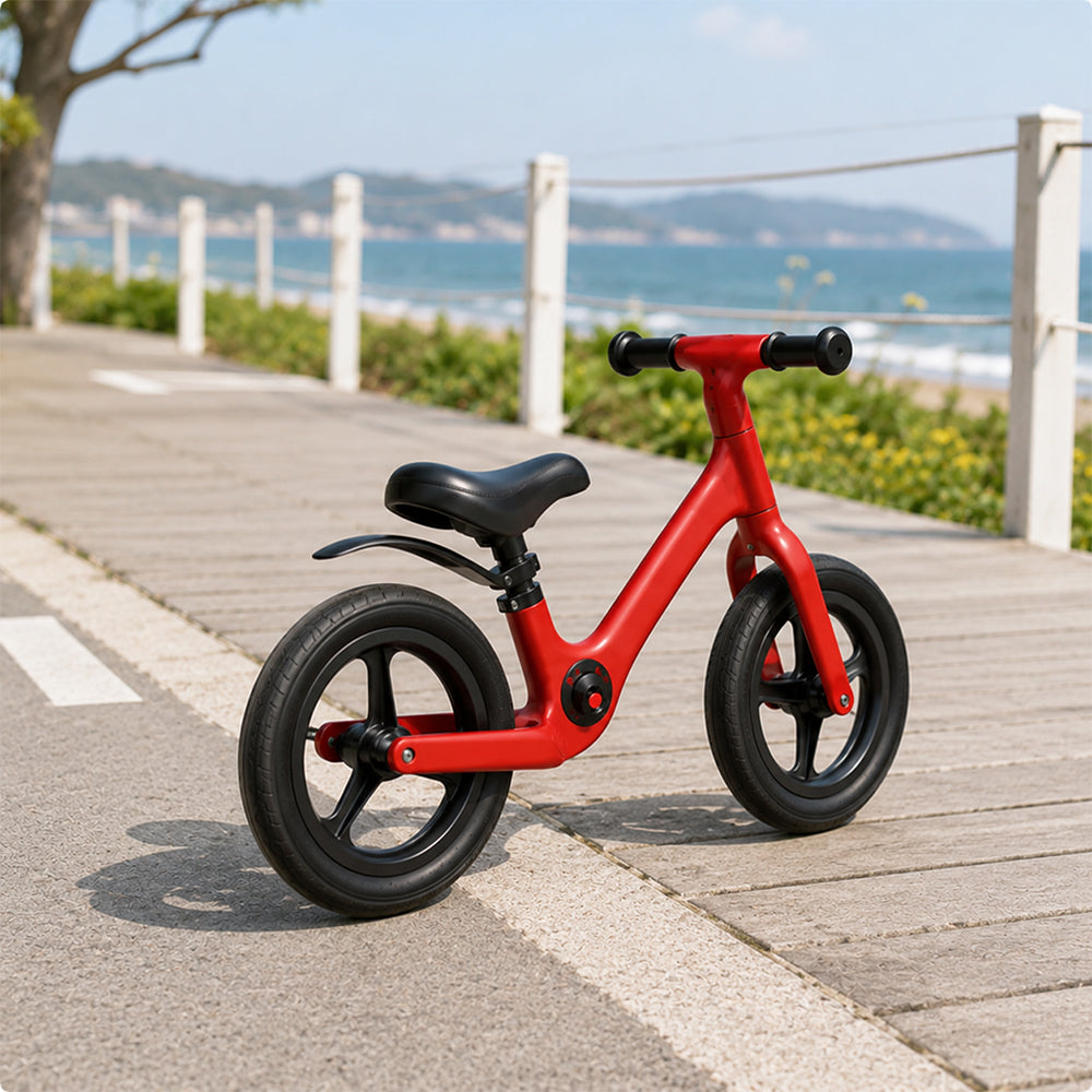 VOLTUS 12 Inch Kids Balance Bike with Nylon Frame, Lightweight Design and Adjustable Saddle for Early Riding Training - Red