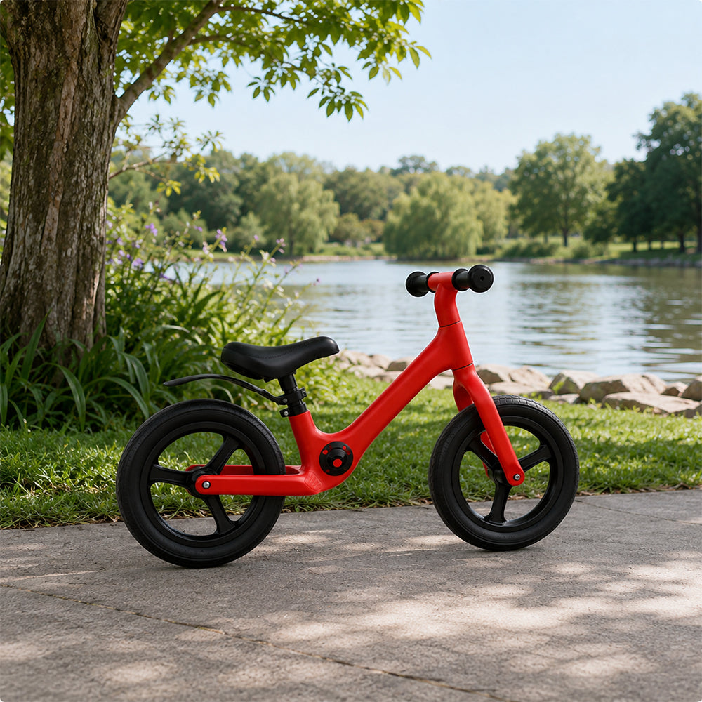 VOLTUS 12 Inch Kids Balance Bike with Nylon Frame, Lightweight Design and Adjustable Saddle for Early Riding Training - Red