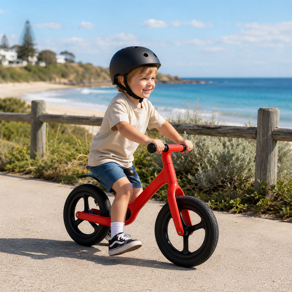 VOLTUS 12 Inch Kids Balance Bike with Nylon Frame, Lightweight Design and Adjustable Saddle for Early Riding Training - Red