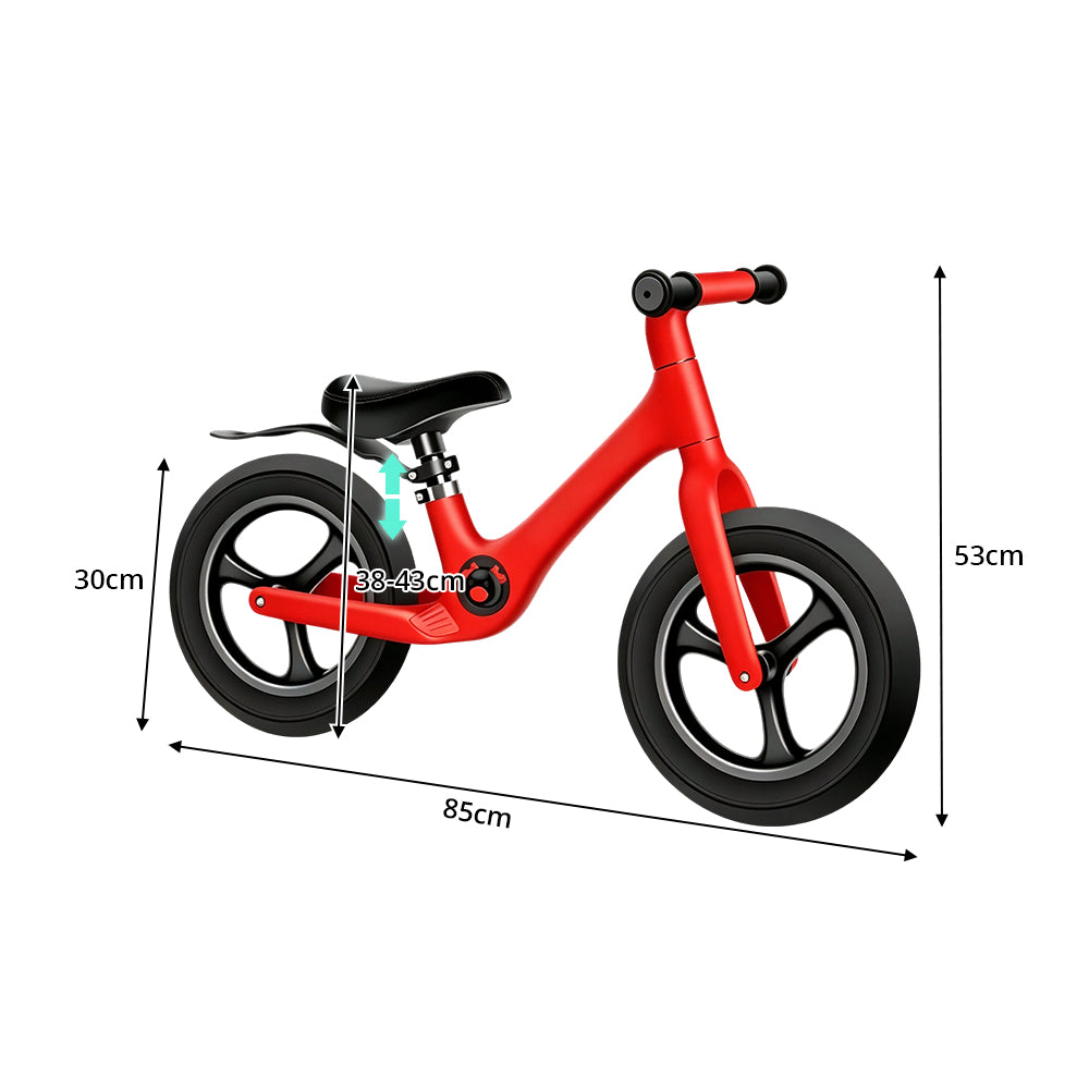 VOLTUS 12 Inch Kids Balance Bike with Nylon Frame, Lightweight Design and Adjustable Saddle for Early Riding Training - Red