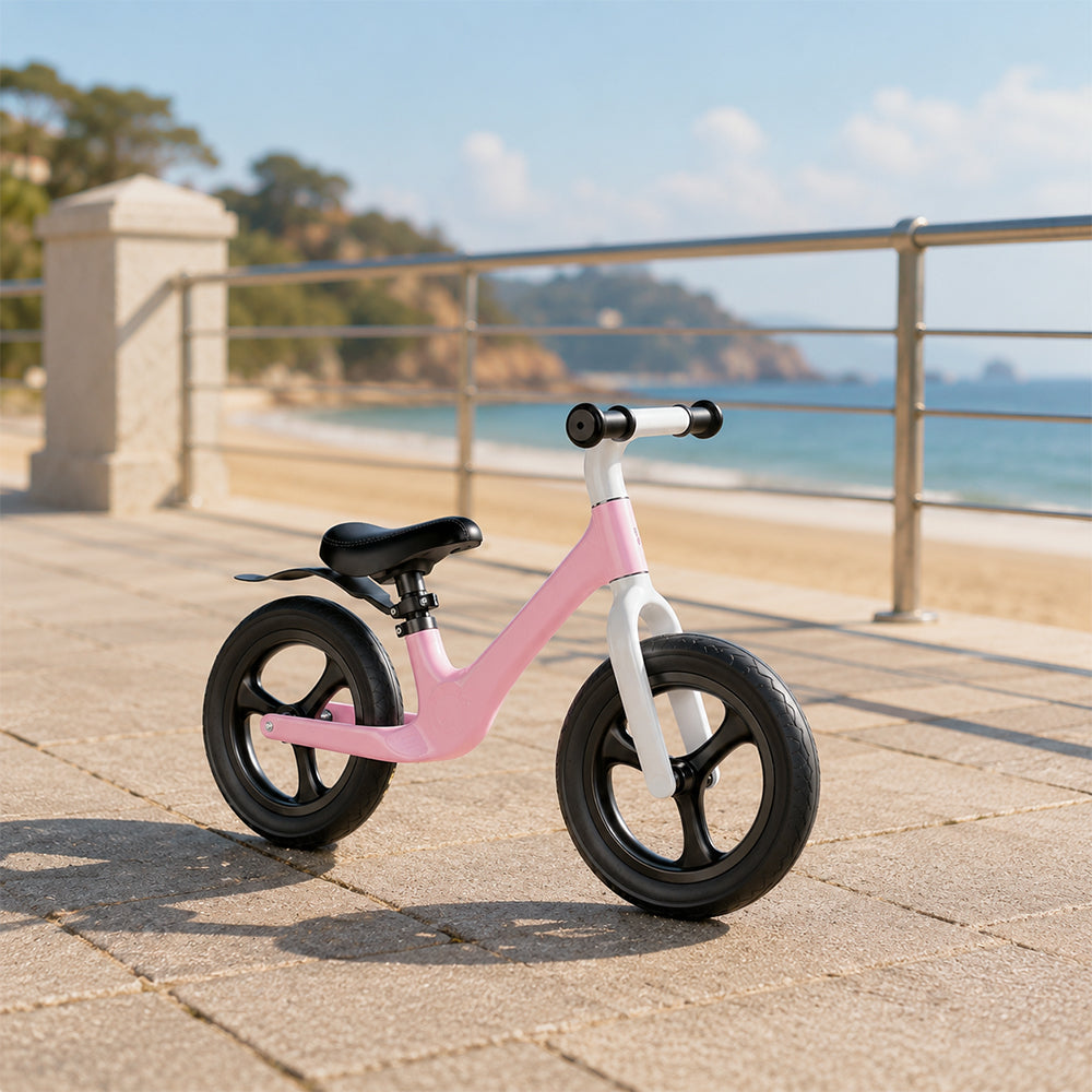 VOLTUS 12 Inch Kids Balance Bike with Nylon Frame, Lightweight Design and Adjustable Saddle for Early Riding Training - Pink