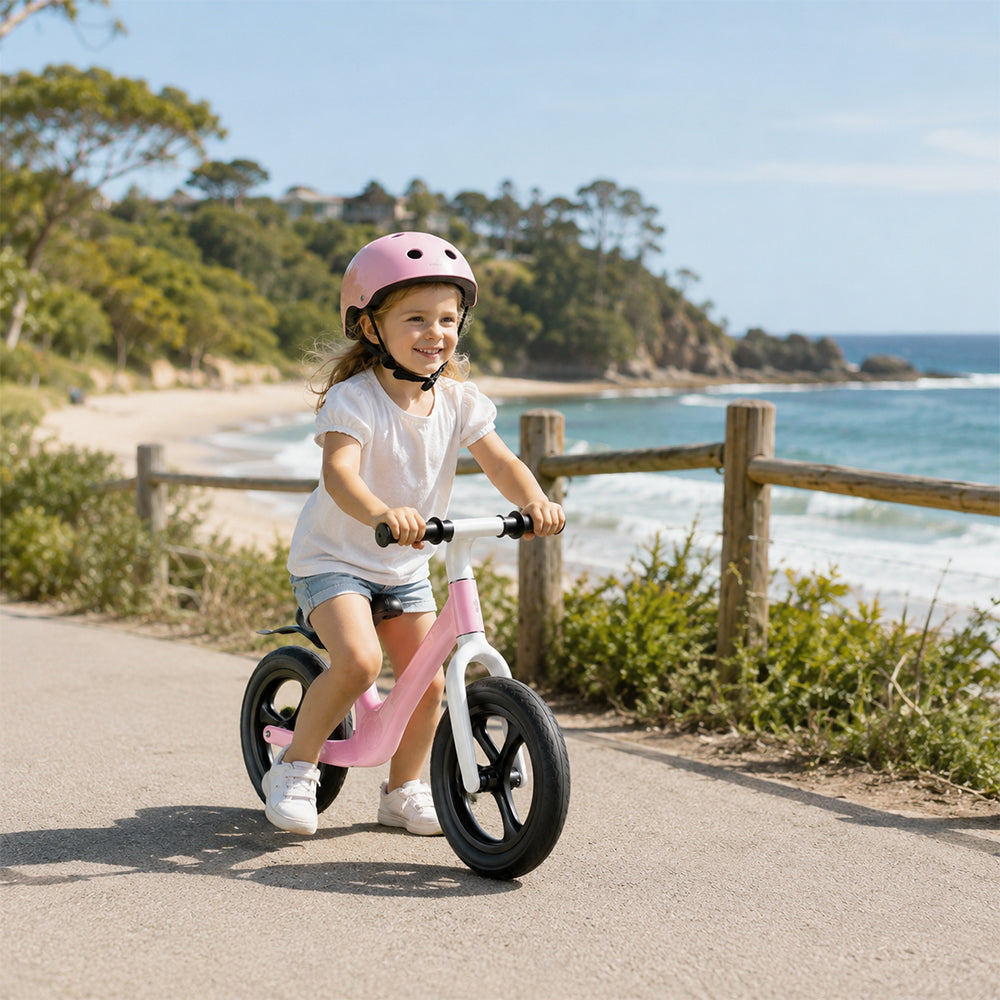 VOLTUS 12 Inch Kids Balance Bike with Nylon Frame, Lightweight Design and Adjustable Saddle for Early Riding Training - Pink