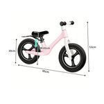 VOLTUS 12 Inch Kids Balance Bike with Nylon Frame, Lightweight Design and Adjustable Saddle for Early Riding Training - Pink