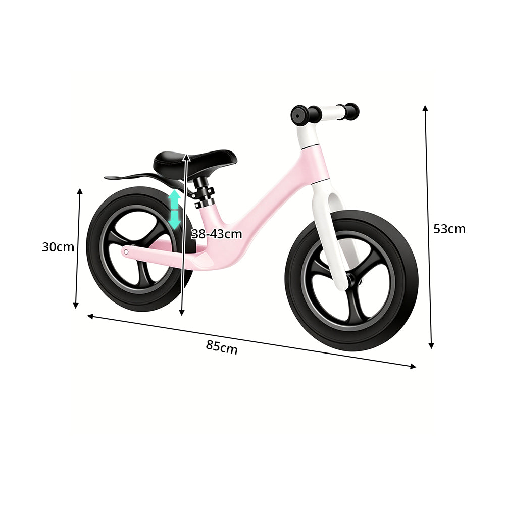 VOLTUS 12 Inch Kids Balance Bike with Nylon Frame, Lightweight Design and Adjustable Saddle for Early Riding Training - Pink