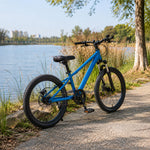 VOLTUS 20 Inch Kids Mountain Bike with Single Speed, Disc Brake and Suspension Fork for Youth Outdoor Riding - Blue