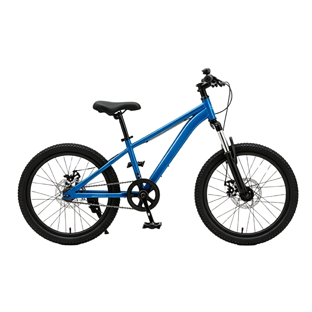 VOLTUS 20 Inch Kids Mountain Bike with Single Speed, Disc Brake and Suspension Fork for Youth Outdoor Riding - Blue
