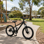 VOLTUS 24 Inch Youth Mountain Bike with 7-Speed Gear System, Disc Brake and Suspension Fork for Outdoor Riding - Black