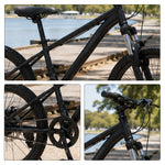 VOLTUS 24 Inch Youth Mountain Bike with 7-Speed Gear System, Disc Brake and Suspension Fork for Outdoor Riding - Black