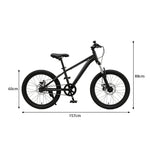 VOLTUS 24 Inch Youth Mountain Bike with 7-Speed Gear System, Disc Brake and Suspension Fork for Outdoor Riding - Black