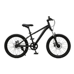VOLTUS 24 Inch Youth Mountain Bike with 7-Speed Gear System, Disc Brake and Suspension Fork for Outdoor Riding - Black