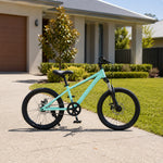 VOLTUS 24 Inch Youth Mountain Bike with 7-Speed Gear System, Disc Brake and Suspension Fork for Outdoor Riding - Green