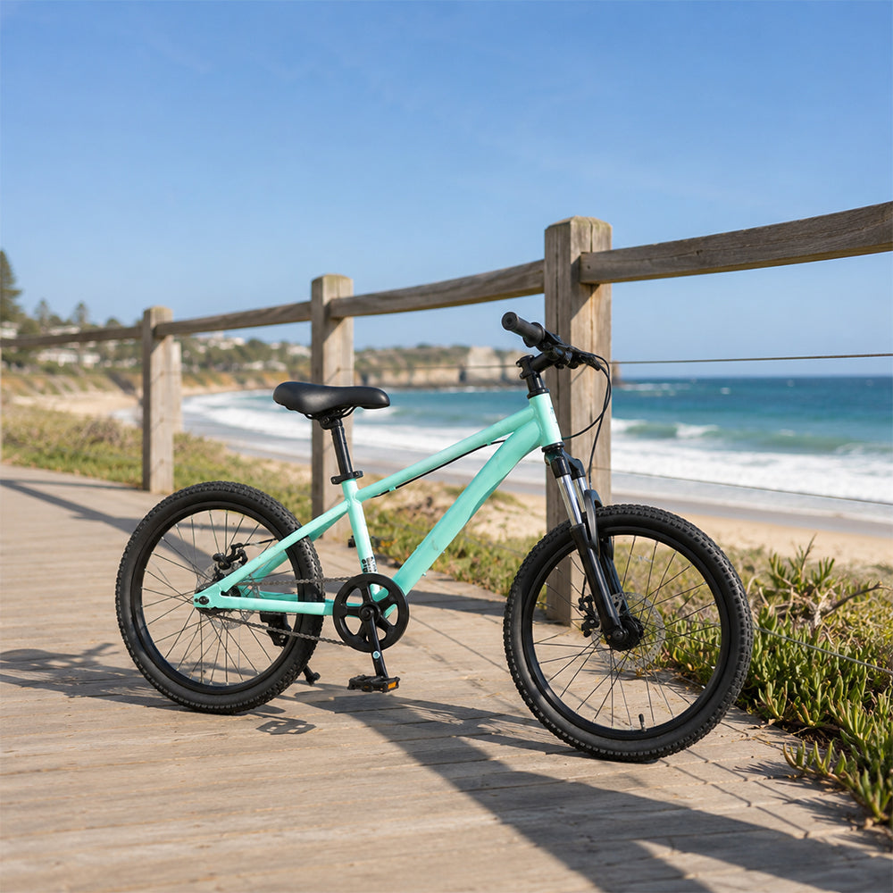 VOLTUS 24 Inch Youth Mountain Bike with 7-Speed Gear System, Disc Brake and Suspension Fork for Outdoor Riding - Green