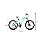 VOLTUS 24 Inch Youth Mountain Bike with 7-Speed Gear System, Disc Brake and Suspension Fork for Outdoor Riding - Green