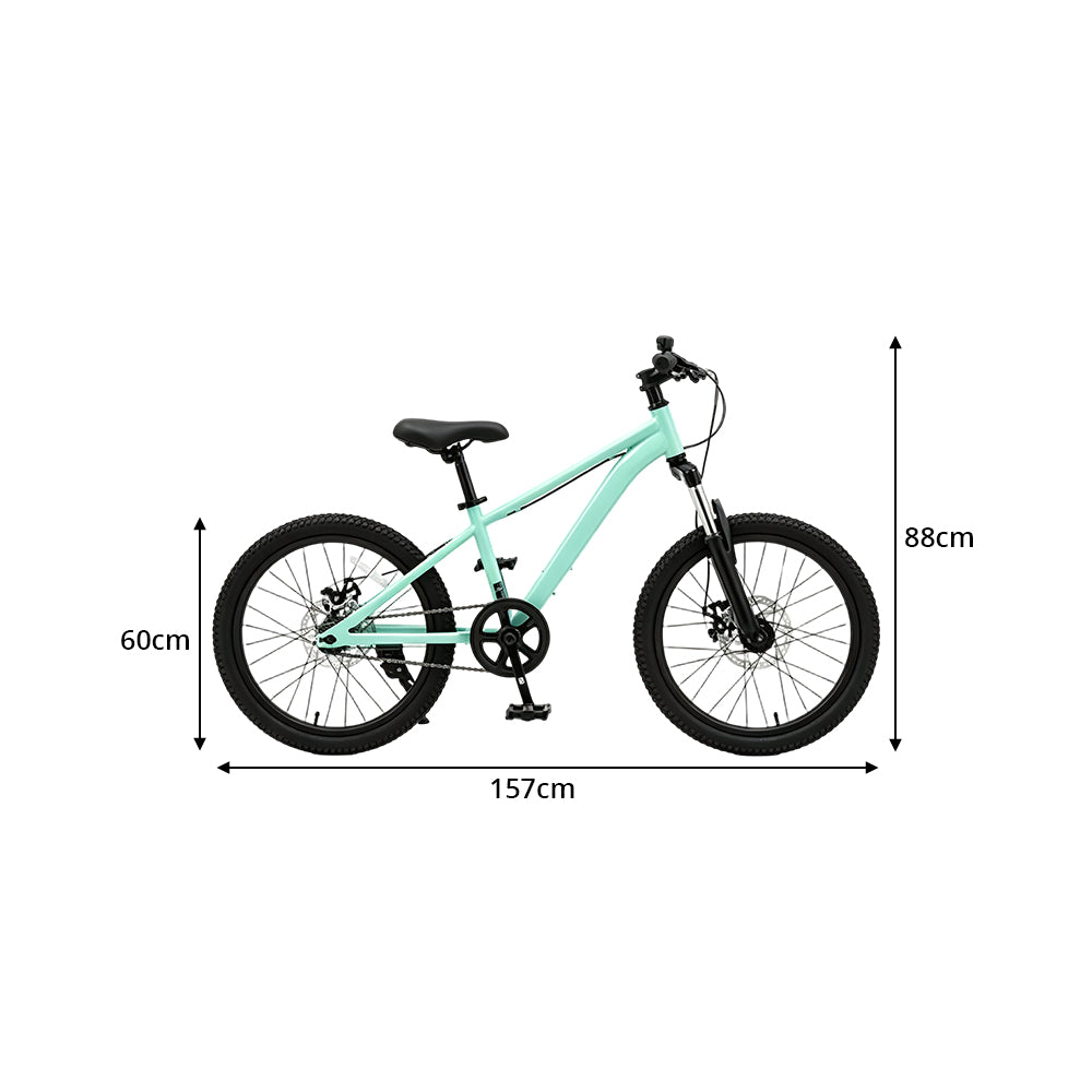 VOLTUS 24 Inch Youth Mountain Bike with 7-Speed Gear System, Disc Brake and Suspension Fork for Outdoor Riding - Green