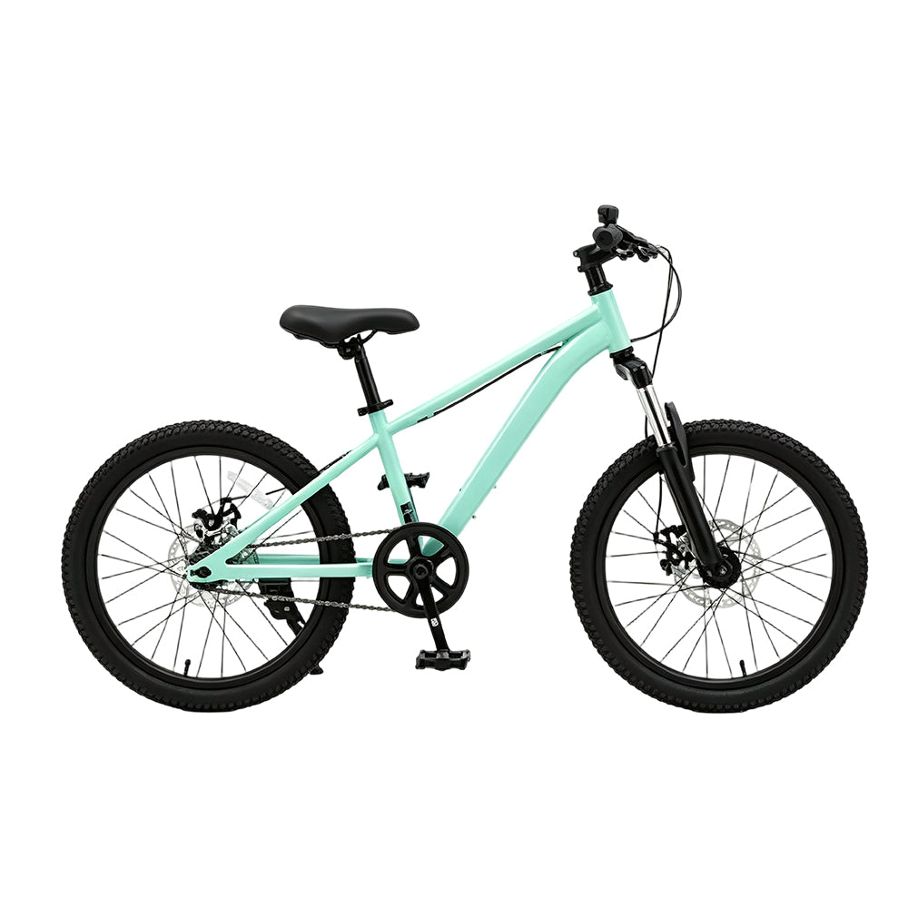 VOLTUS 24 Inch Youth Mountain Bike with 7-Speed Gear System, Disc Brake and Suspension Fork for Outdoor Riding - Green