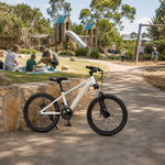 VOLTUS 20 Inch Youth Mountain Bike with Single-Speed Drivetrain, Disc Brakes and Suspension Fork for Outdoor Riding - White