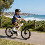 VOLTUS 20 Inch Youth Mountain Bike with Single-Speed Drivetrain, Disc Brakes and Suspension Fork for Outdoor Riding - White