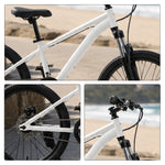 VOLTUS 20 Inch Youth Mountain Bike with Single-Speed Drivetrain, Disc Brakes and Suspension Fork for Outdoor Riding - White
