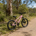 VOLTUS 20/24 Inch Youth Mountain Bike with Single-Speed Drive, Dual Disc Brakes and Suspension Fork for Outdoor Riding - Pink