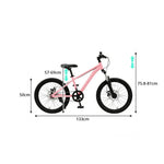 VOLTUS 20/24 Inch Youth Mountain Bike with Single-Speed Drive, Dual Disc Brakes and Suspension Fork for Outdoor Riding - Pink