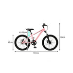 VOLTUS 20/24 Inch Youth Mountain Bike with Single-Speed Drive, Dual Disc Brakes and Suspension Fork for Outdoor Riding - Pink