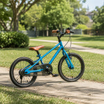 VOLTUS 16/20 Inch Kids Bike with 7-Speed Gears, Dual Brakes and Shock-Absorbing Tyres for Everyday Riding - Mirror Blue