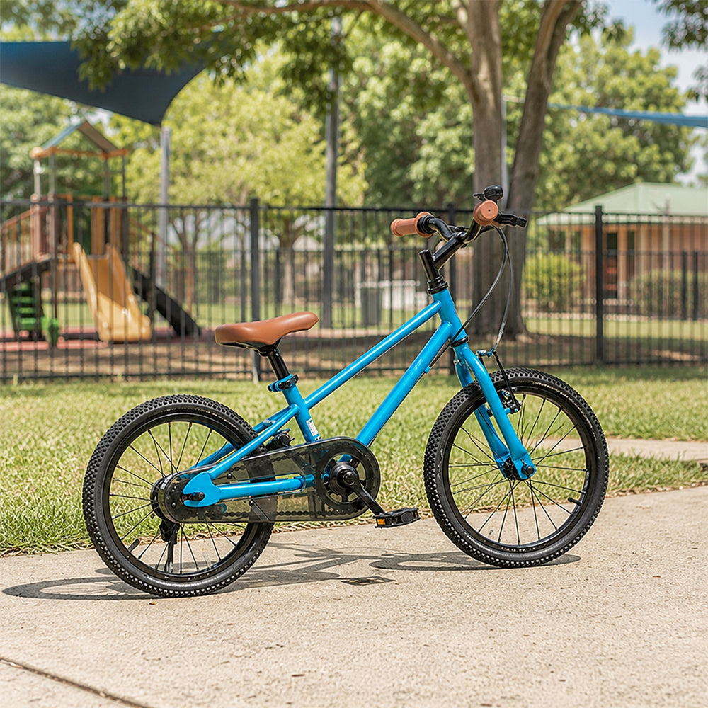 VOLTUS 16/20 Inch Kids Bike with 7-Speed Gears, Dual Brakes and Shock-Absorbing Tyres for Everyday Riding - Mirror Blue