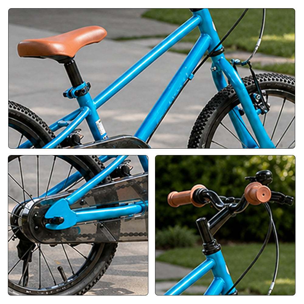 VOLTUS 16/20 Inch Kids Bike with 7-Speed Gears, Dual Brakes and Shock-Absorbing Tyres for Everyday Riding - Mirror Blue