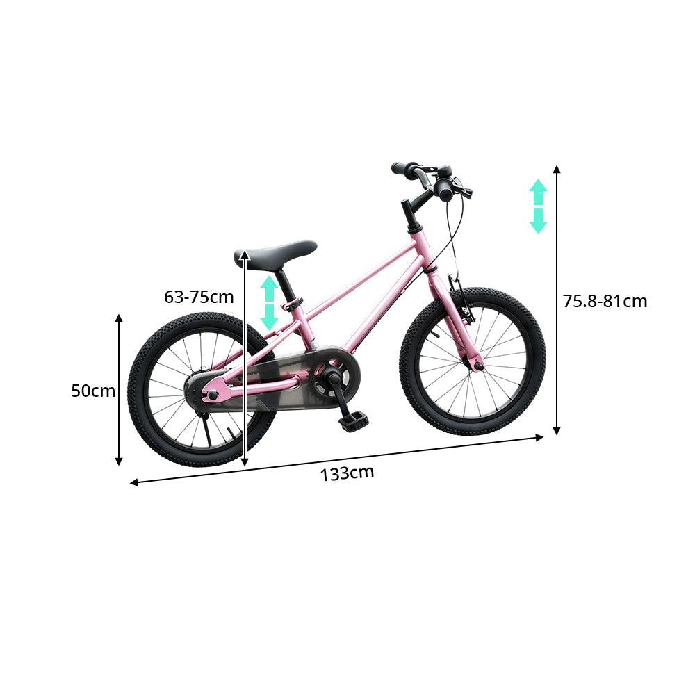 VOLTUS 16/20 Inch Kids Bike with 7-Speed Gears, Dual Brakes and Shock-Absorbing Tyres for Everyday Riding - Pink
