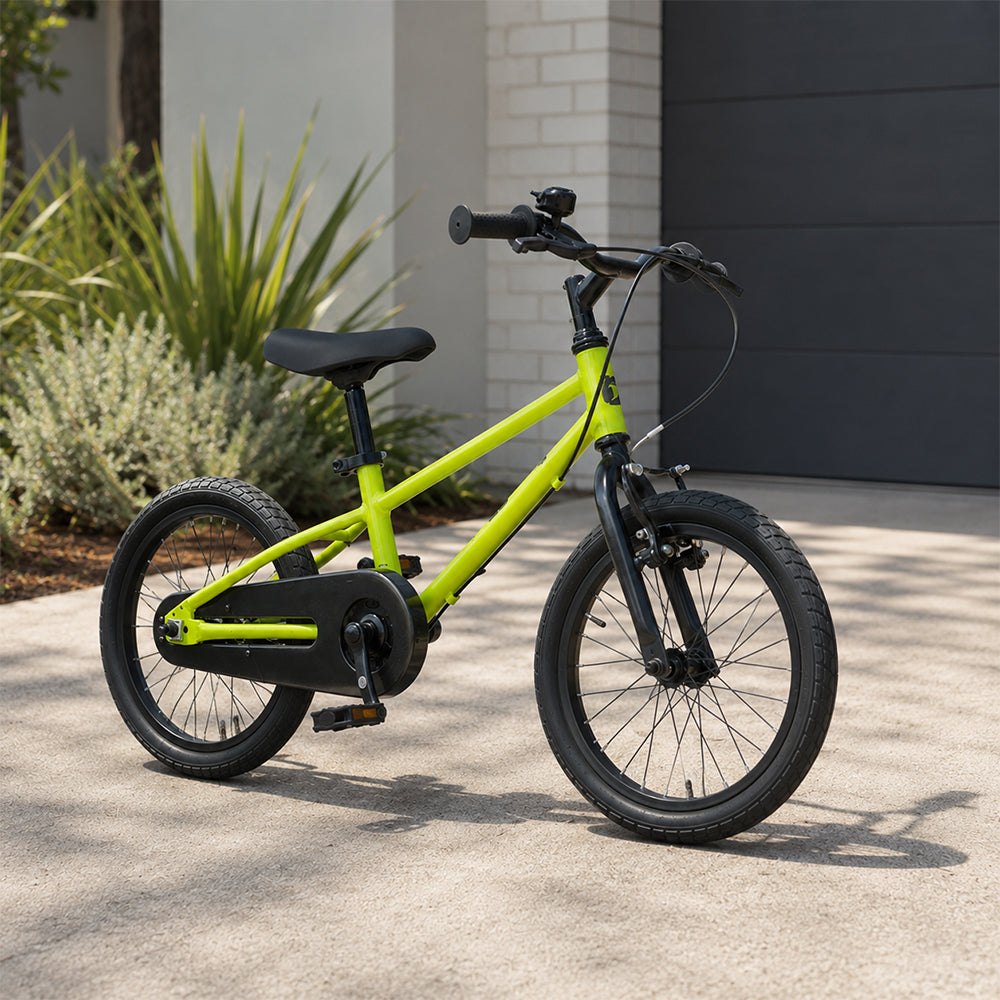 VOLTUS 16/20 Inch Kids Bike with 7-Speed Gears, Dual Brakes and Shock-Absorbing Tyres for Everyday Riding - Green