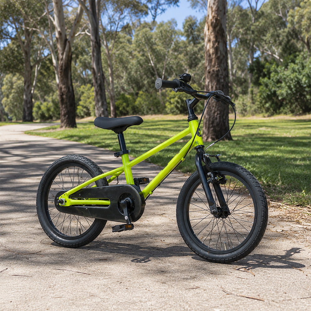 VOLTUS 16/20 Inch Kids Bike with 7-Speed Gears, Dual Brakes and Shock-Absorbing Tyres for Everyday Riding - Green