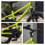 VOLTUS 16/20 Inch Kids Bike with 7-Speed Gears, Dual Brakes and Shock-Absorbing Tyres for Everyday Riding - Green