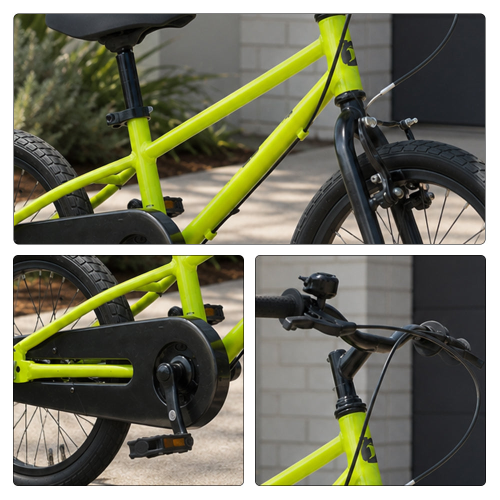 VOLTUS 16/20 Inch Kids Bike with 7-Speed Gears, Dual Brakes and Shock-Absorbing Tyres for Everyday Riding - Green